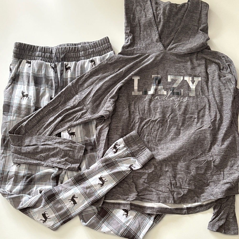 sundays Kids Pajama Set - Charcoal and Plaid